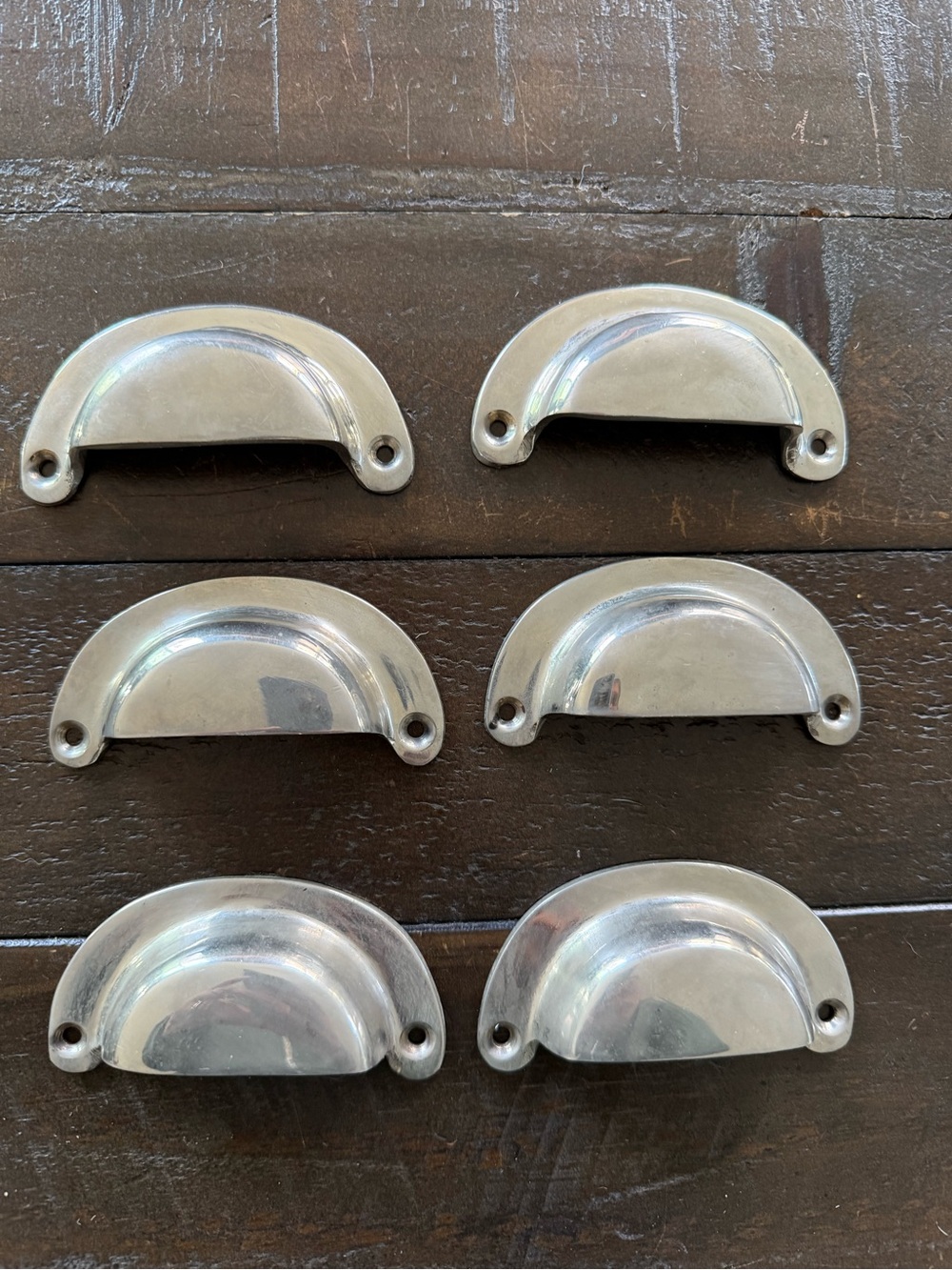 Restoration Hardware Polished Silver Cup Cabinet Pulls - Set of 6